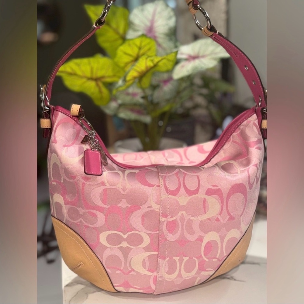Coach Signature Pink Optic C Hobo Bag #1851 💎